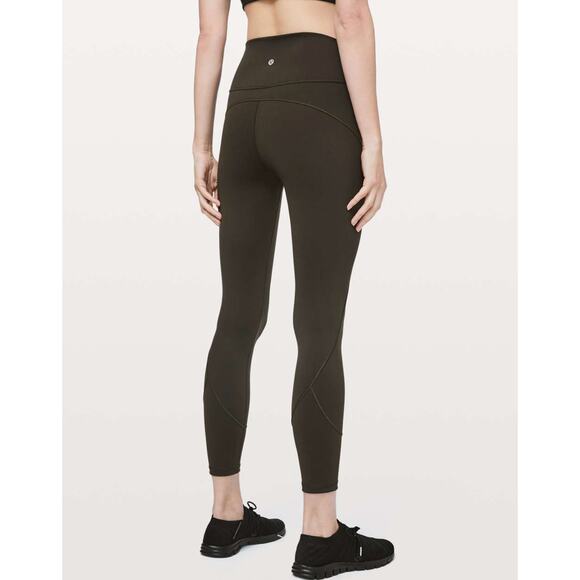 Lululemon In Movement 7/8 Tight Everlux Dark Olive Green Leggings - Picture 2 of 8